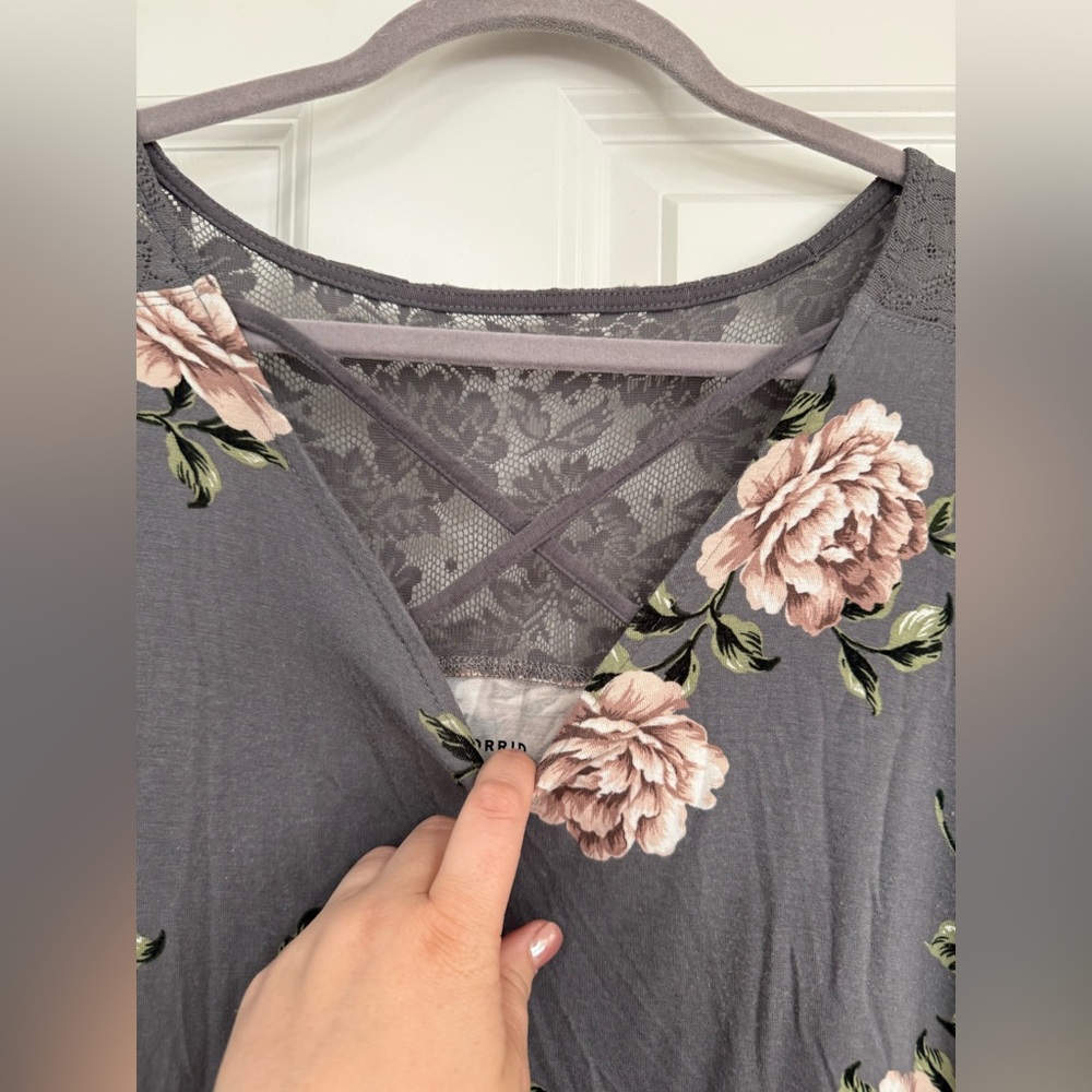 Torrid Gray Relaxed Tiered Blouse - Picture 2 of 4